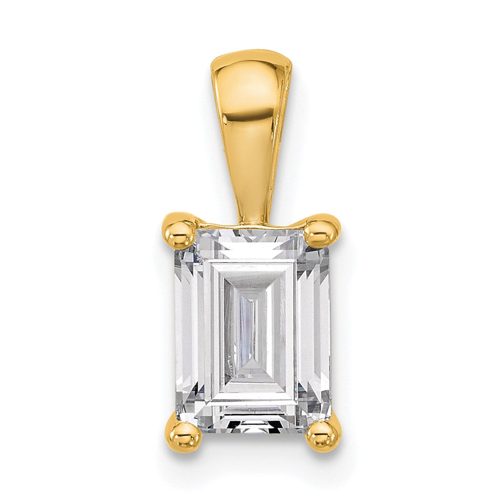 14k Yellow Gold 1 1/2 Ct. Certified Lab Grown Diamond VS/SI+ G+ Emerald Complete Four Prong Pendant