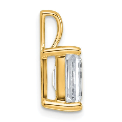 14K Yellow Gold 2 1/2 Carat Certified Lab Grown Diamond Vs+ F+ Emerald Complete Four Prong Pendant