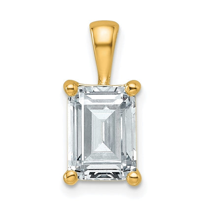 14K Yellow Gold 2 1/2 Carat Certified Lab Grown Diamond Vs+ F+ Emerald Complete Four Prong Pendant