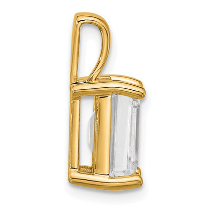 14K Yellow Gold 3 Carat Certified Lab Grown Diamond Vs+ F+ Emerald Complete Four Prong Pendant