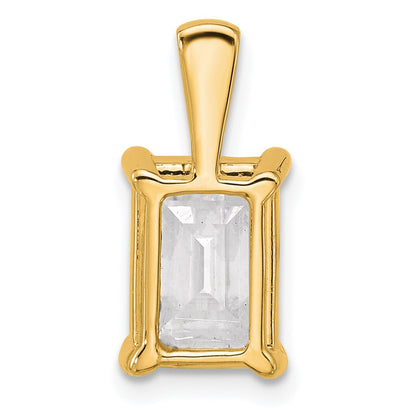14K Yellow Gold 3 Carat Certified Lab Grown Diamond Vs+ F+ Emerald Complete Four Prong Pendant