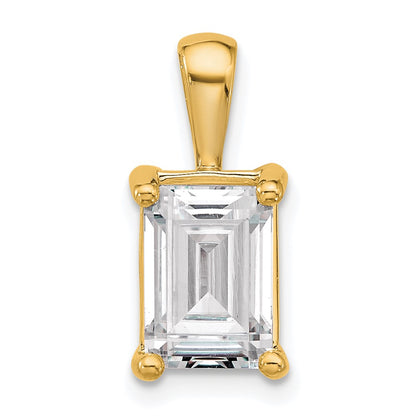 14K Yellow Gold 3 Carat Certified Lab Grown Diamond Vs+ F+ Emerald Complete Four Prong Pendant