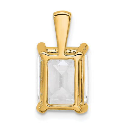14k Yellow Gold 5 Ct. Lab Grown Diamond VS/SI+ G+ Emerald Complete Four Prong Pendant