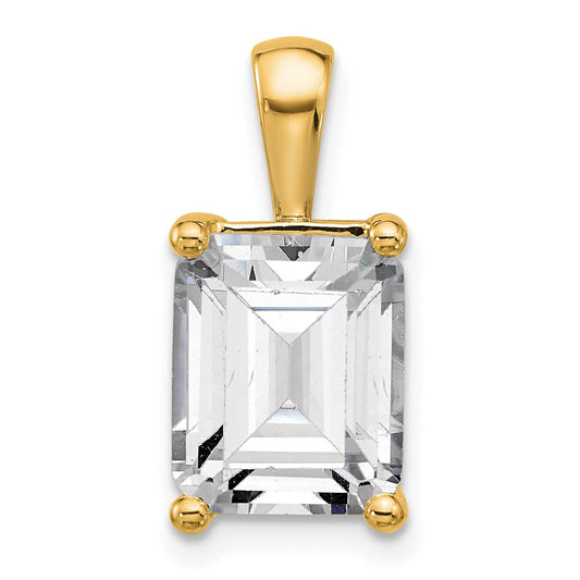 14k Yellow Gold 5 Ct. Lab Grown Diamond VS/SI+ G+ Emerald Complete Four Prong Pendant