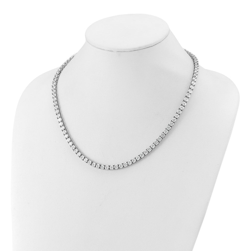 14K White Gold 39 3/4 Carat Lab Grown Diamond Vs+ F+ Complete Round 22 Inch Straight Tennis Necklace