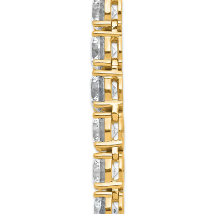 14K Yellow Gold 72 3/8 Carat Lab Grown Diamond Vs+ F+ Complete Round 20 Inch Graduated Tennis Necklace
