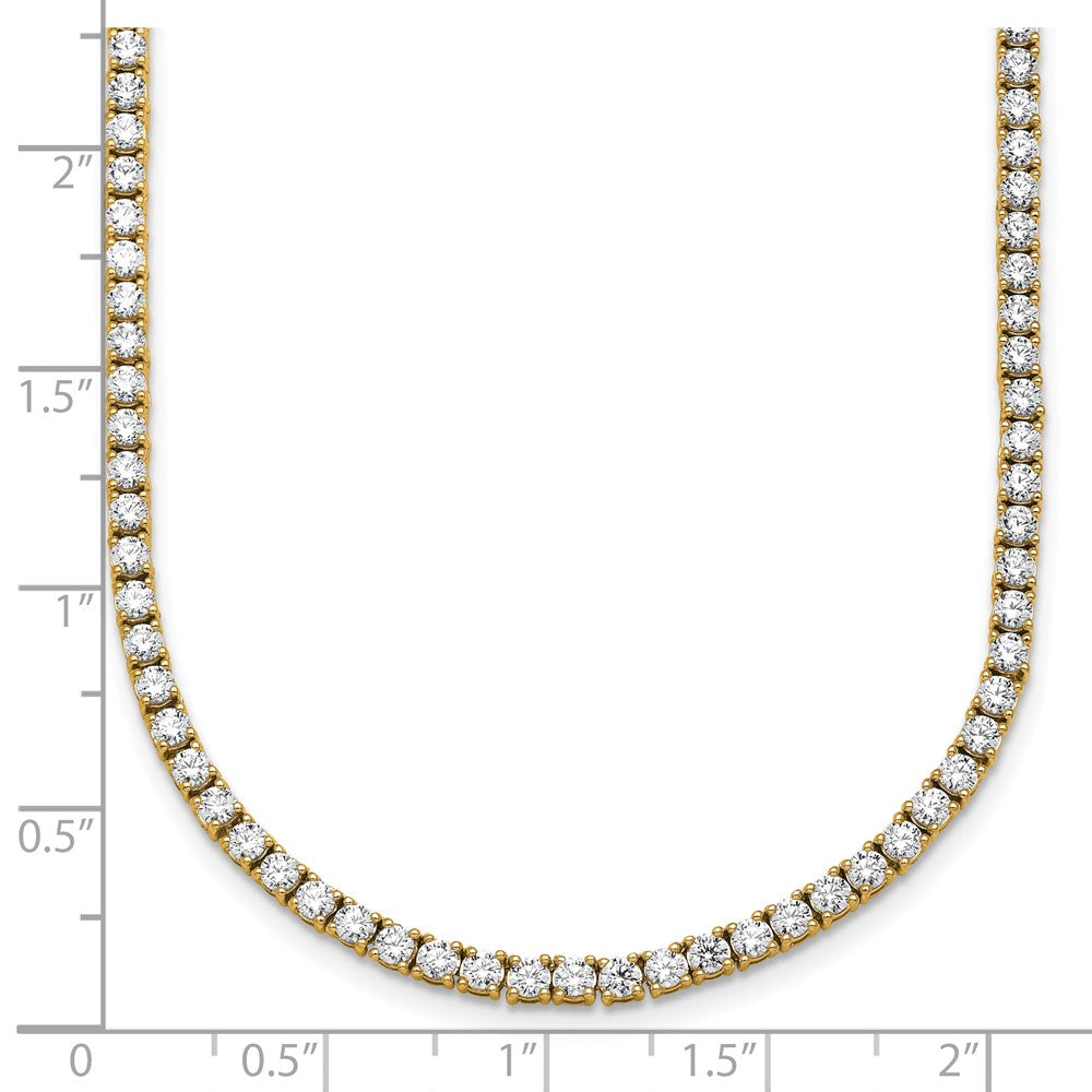 14K Yellow Gold 12 Carat Lab Grown Diamond Vs+ F+ Complete Round 24 Inch Straight Tennis Necklace