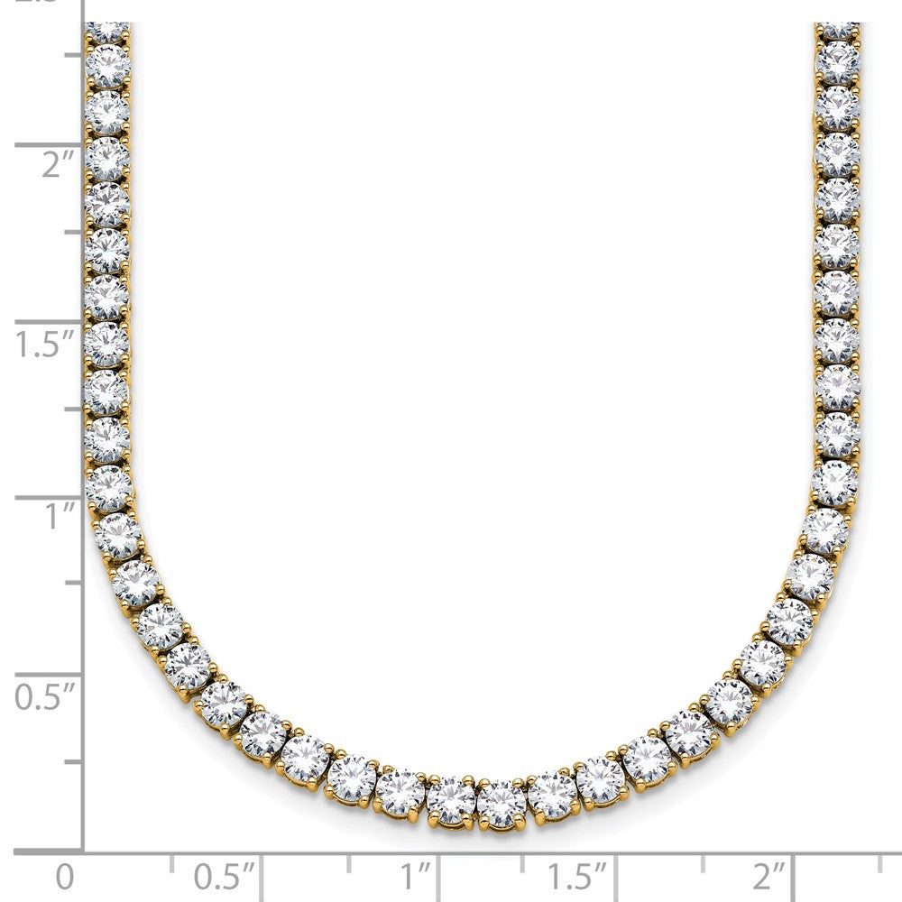 14K Yellow Gold 22 Carat Lab Grown Diamond Vs+ F+ Complete Round Inch Straight Tennis Necklace