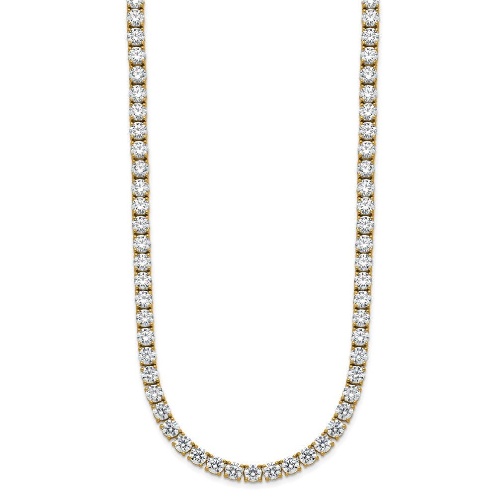 14K Yellow Gold 42 7/8 Carat Lab Grown Diamond Vs+ F+ Complete Round 24 Inch Straight Tennis Necklace