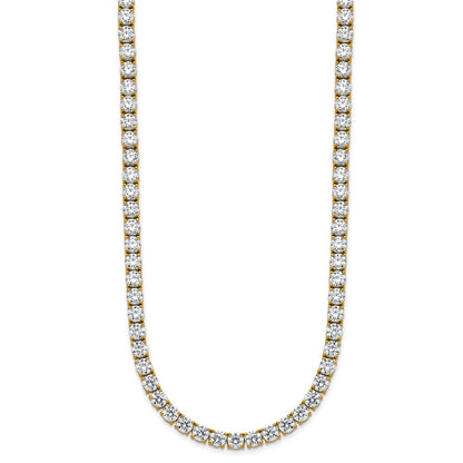 14K Yellow Gold 42 7/8 Carat Lab Grown Diamond Vs+ F+ Complete Round 24 Inch Straight Tennis Necklace