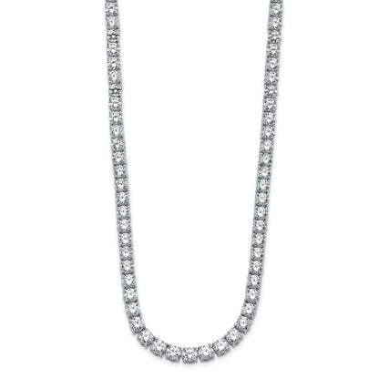 14K White Gold 34 3/8 Carat Lab Grown Diamond Vs+ F+ Complete Round 18 Inch Straight Tennis Necklace