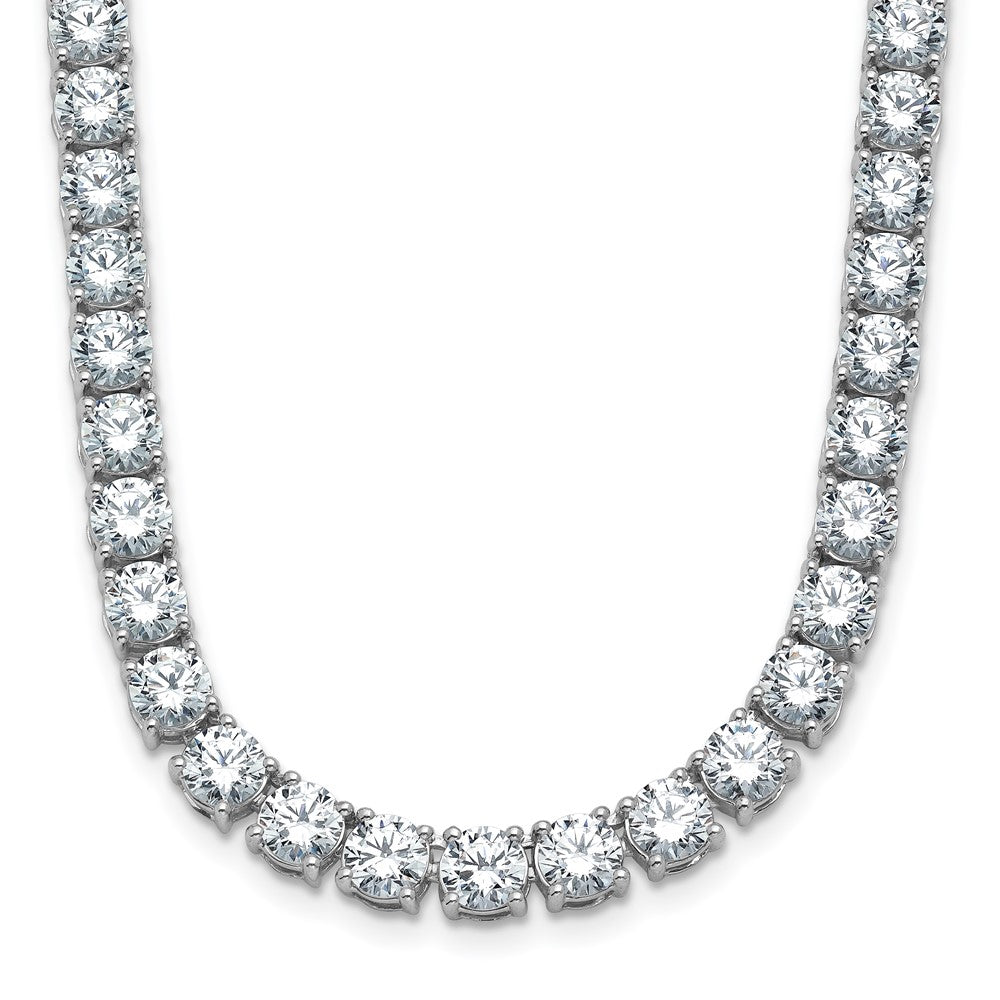14K White Gold 41 3/4 Carat Lab Grown Diamond Vs+ F+ Complete Round 22 Inch Straight Tennis Necklace
