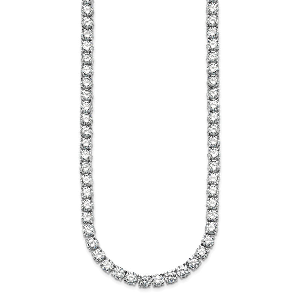14K White Gold 68 1/4 Carat Lab Grown Diamond Vs+ F+ Complete Round 22 Inch Straight Tennis Necklace