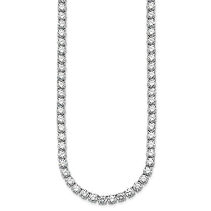 14K White Gold 68 1/4 Carat Lab Grown Diamond Vs+ F+ Complete Round 22 Inch Straight Tennis Necklace