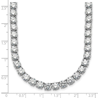 14K White Gold 68 1/4 Carat Lab Grown Diamond Vs+ F+ Complete Round 22 Inch Straight Tennis Necklace