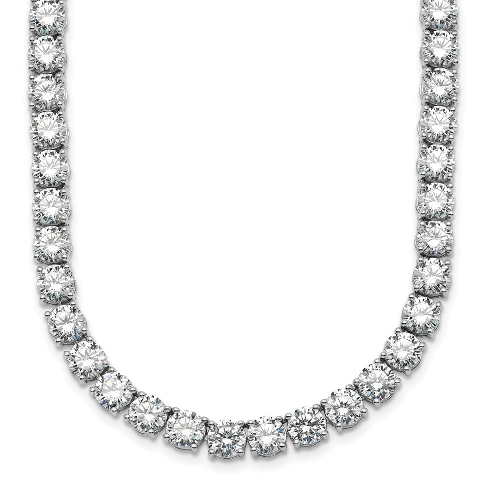 14K White Gold 68 1/4 Carat Lab Grown Diamond Vs+ F+ Complete Round 22 Inch Straight Tennis Necklace