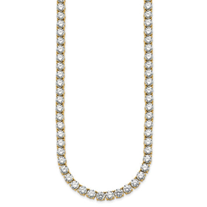 14K Yellow Gold 56 1/4 Carat Lab Grown Diamond Vs+ F+ Complete Round 18 Inch Straight Tennis Necklace