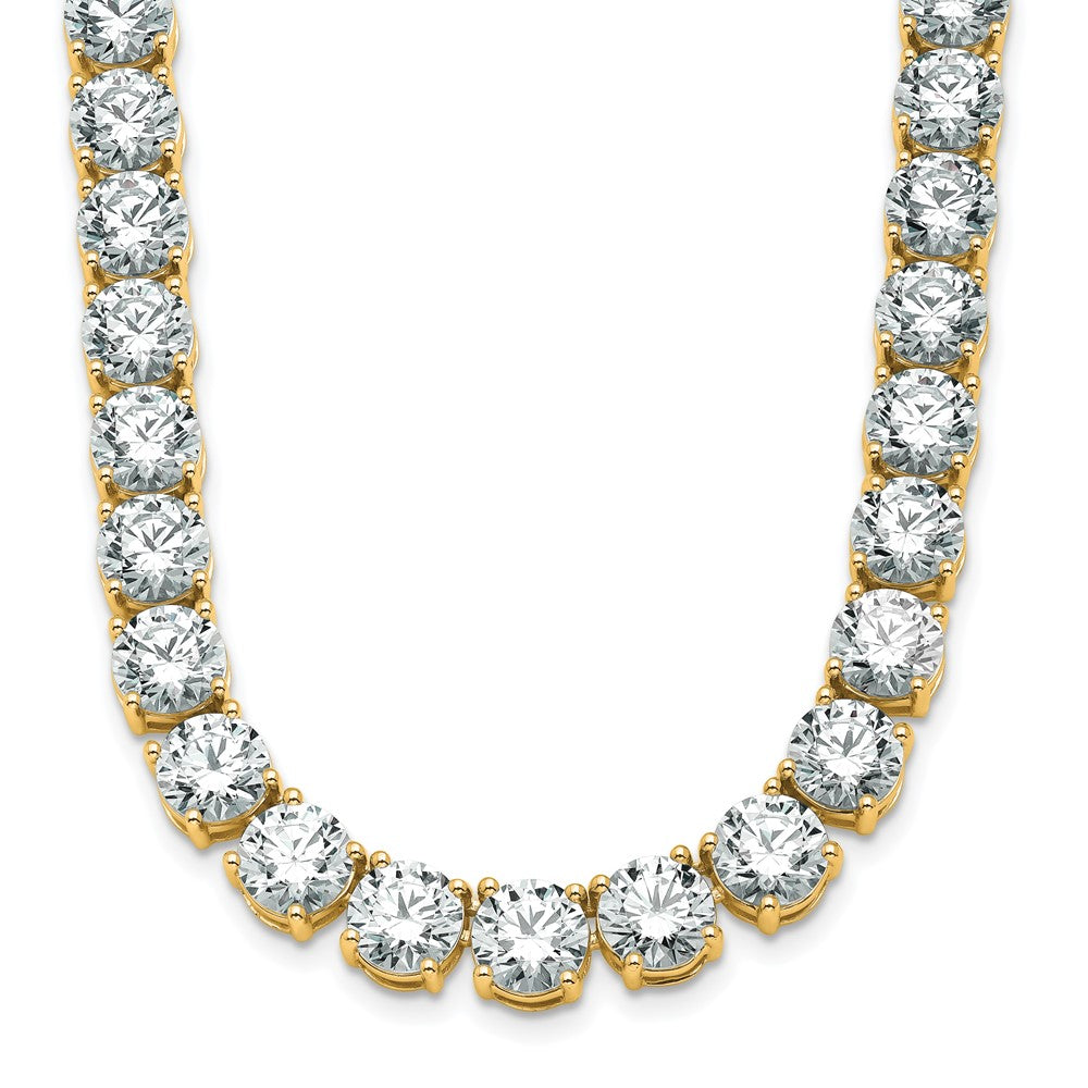 14K Yellow Gold 83 Carat Lab Grown Diamond Vs+ F+ Complete Round 22 Inch Straight Tennis Necklace