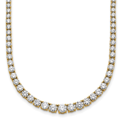 14K Yellow Gold 9 7/8 Carat Lab Grown Diamond Vs+ F+ Complete Round 18 Inch Graduated Tennis Necklace