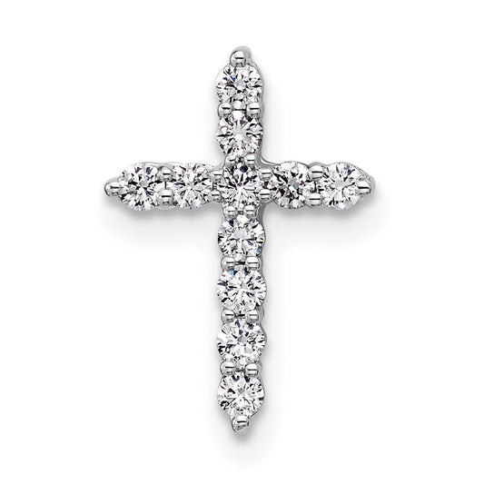 14k White Gold 1/4 Ct. Lab Grown Diamond VS/SI+ G+ Cross Chain Slide Pendant