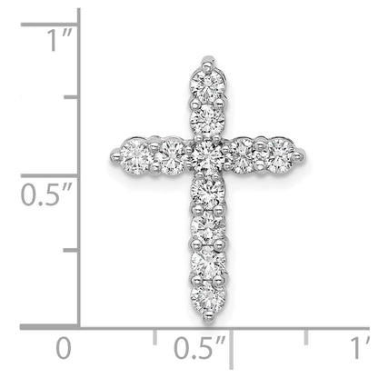 14k White Gold 1 Ct. Lab Grown Diamond VS/SI+ G+ Cross Chain Slide Pendant