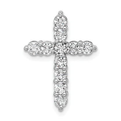 14k White Gold 1 Ct. Lab Grown Diamond VS/SI+ G+ Cross Chain Slide Pendant