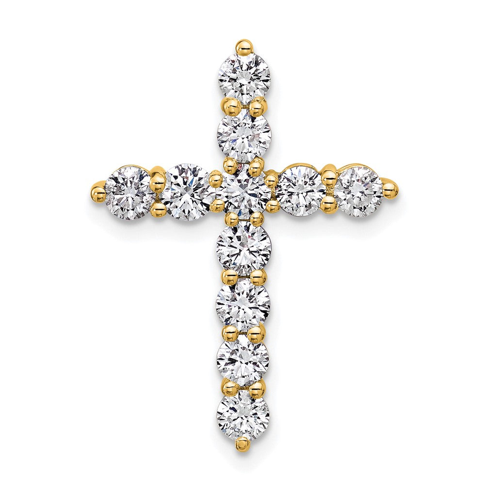 14k Yellow Gold 1 1/2 Ct. Lab Grown Diamond VS/SI+ G+ Cross Chain Slide Pendant