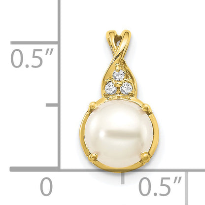 10K Yellow Gold Fwc Pearl And Diamond Pendant