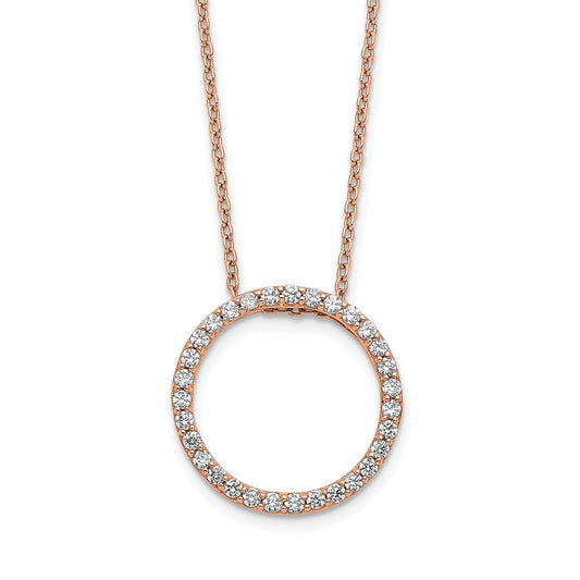14k Rose Gold 1/2 Ct. Lab Grown Diamond VS/SI+ G+ 18 inch Round Pendant Necklace
