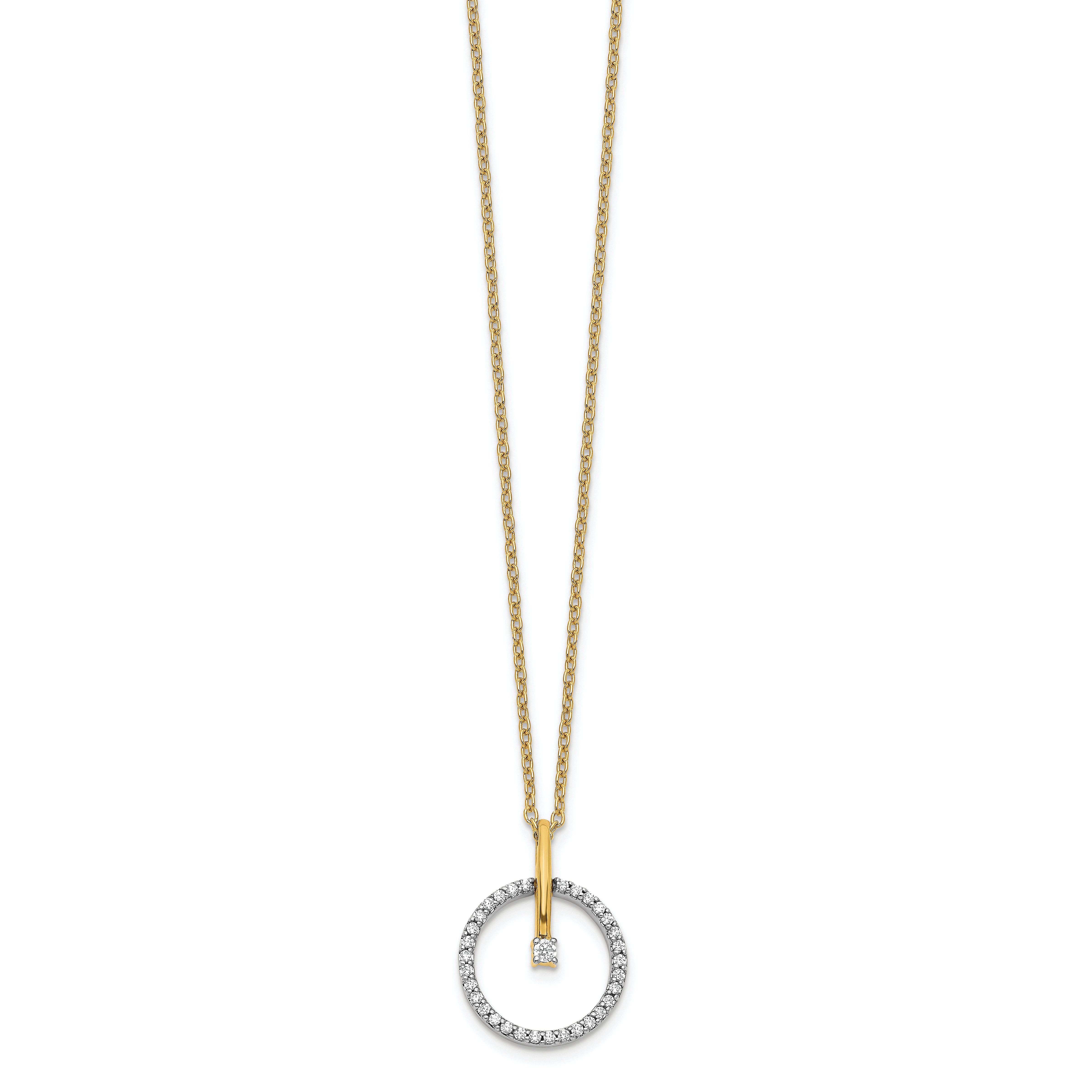 14k Two-Tone 1/5 Ct. Lab Grown Diamond VS/SI+ G+ 18 inch Circle Pendant Necklace