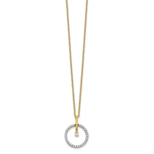 14k Two-Tone 1/5 Ct. Lab Grown Diamond VS/SI+ G+ 18 inch Circle Pendant Necklace