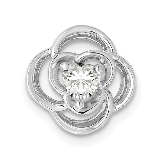 14k White Gold 1/4 Ct. Lab Grown Diamond VS/SI+ G+ Flower Chain Slide Pendant