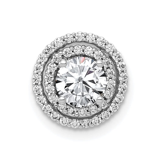 14k White Gold 3/4 Ct. Lab Grown Diamond VS/SI+ G+ Halo Chain Slide Pendant