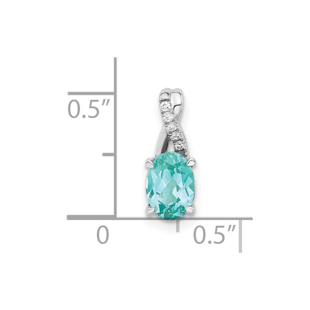 Pure Serenity 14k White Gold .03 Ct. Lab Grown Diamond VS/SI+ G+ and Lab Created Paraiba Teardrop Pendant