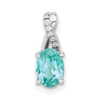 Pure Serenity 14k White Gold .03 Ct. Lab Grown Diamond VS/SI+ G+ and Lab Created Paraiba Teardrop Pendant