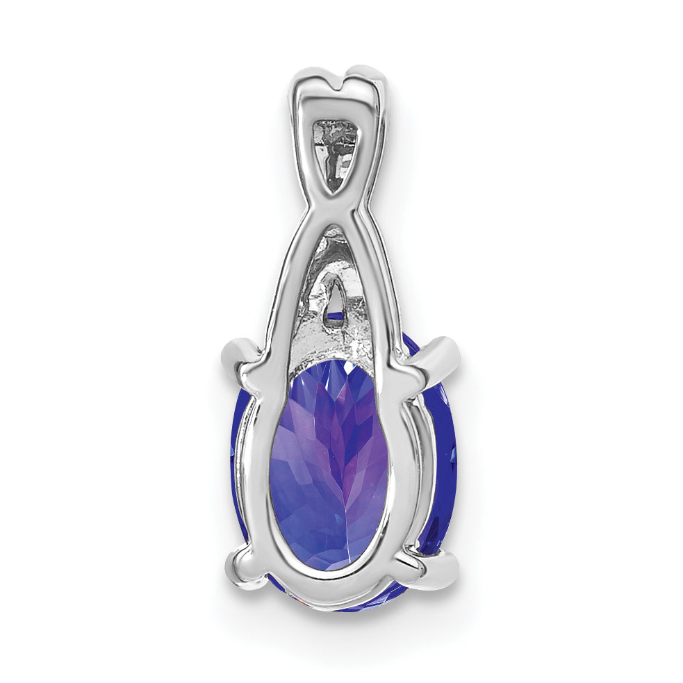 14k White Gold 14k White Gold Oval Tanzanite and Diamond Pendant