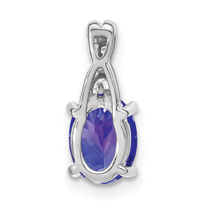 14k White Gold 14k White Gold Oval Tanzanite and Diamond Pendant