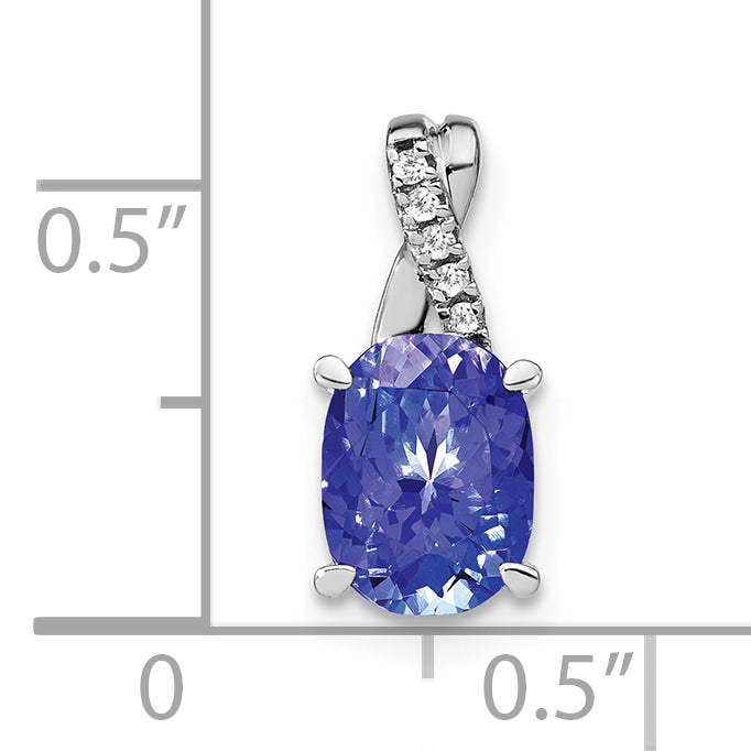 14k White Gold 14k White Gold Oval Tanzanite and Diamond Pendant