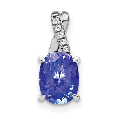 14k White Gold 14k White Gold Oval Tanzanite and Diamond Pendant