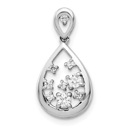 14k White Gold 1/5 Ct. Lab Grown Diamond VS/SI+ G+ Cluster Double Teardrop Pendant