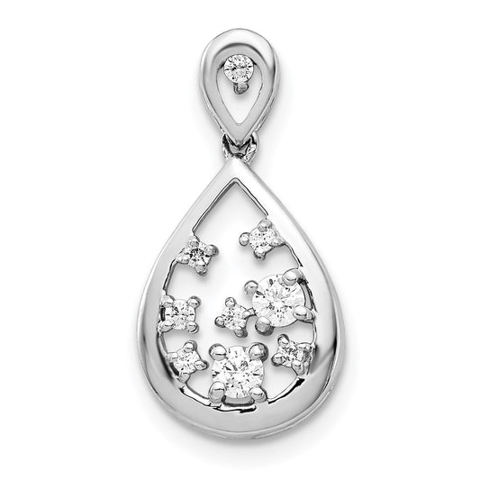14k White Gold 1/5 Ct. Lab Grown Diamond VS/SI+ G+ Cluster Double Teardrop Pendant