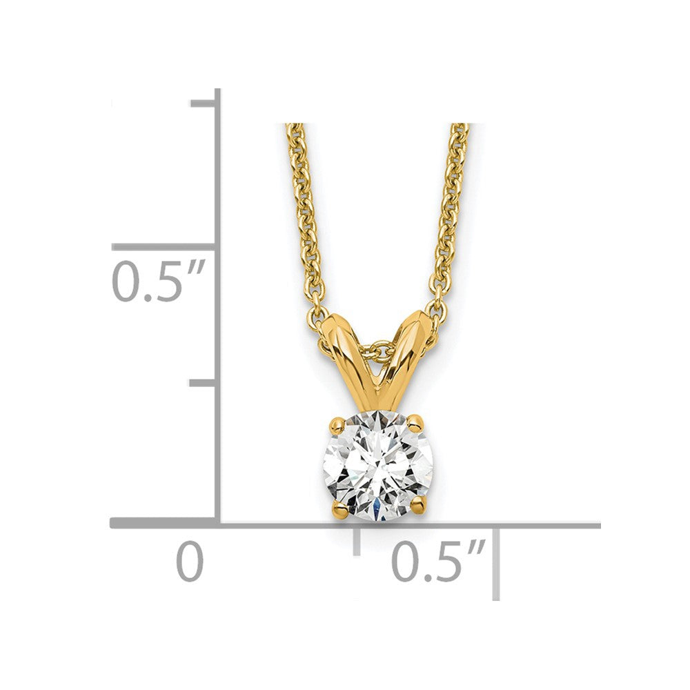 14k Yellow Gold 1/4 Ct. Lab Grown Diamond VS/SI+ G+ Round Four Prong 18 inch Solitaire Pendant Necklace