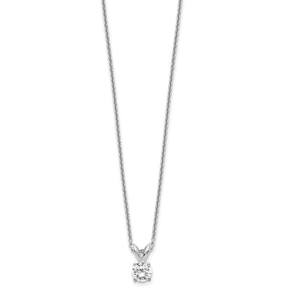 14K White Gold 1/4 Carat Certified Lab Grown Diamond Vs+ F+ Round Complete Four Prong 18 Inch Solitaire Pendant Necklace