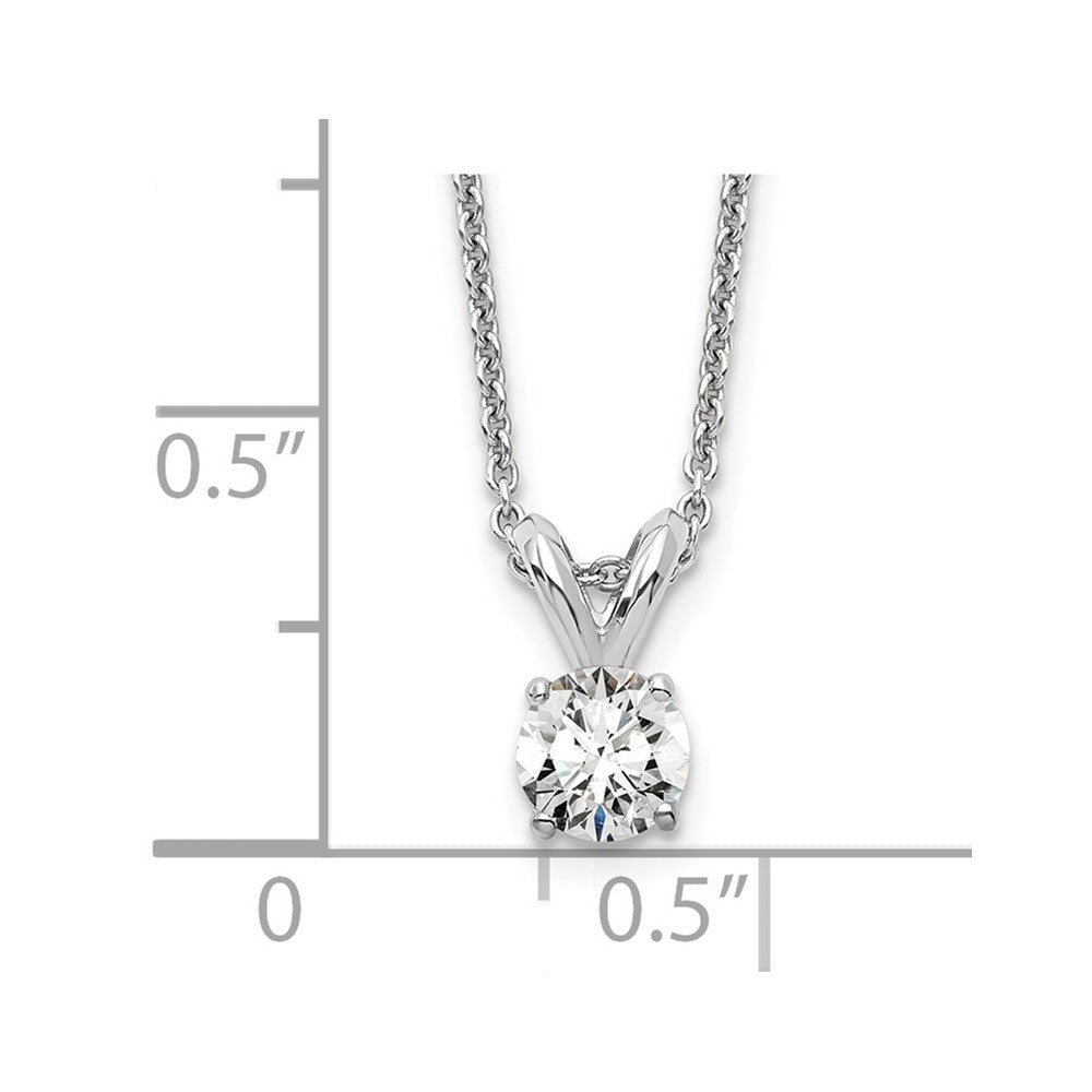 14K White Gold 1/4 Carat Lab Grown Diamond Vs+ F+ Round Complete Four Prong 18 Inch Solitaire Pendant Necklace