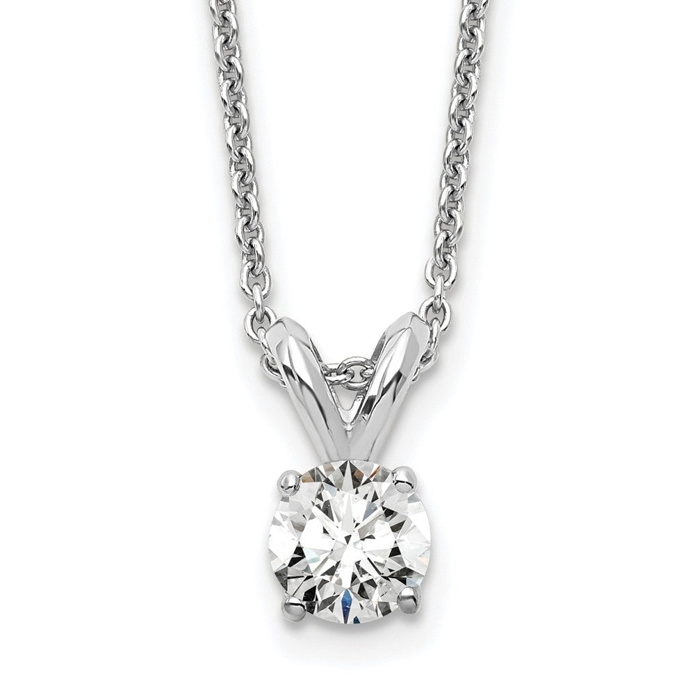 14k White Gold 1/4 Ct. Lab Grown Diamond VS/SI+ G+ Round Four Prong 18 inch Solitaire Pendant Necklace