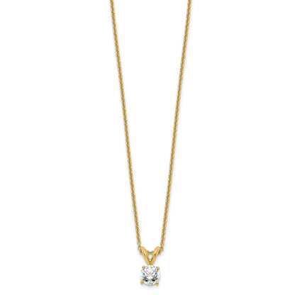 14K Yellow Gold 1/3 Carat Lab Grown Diamond Vs+ F+ Round Complete Four Prong 18 Inch Solitaire Pendant Necklace