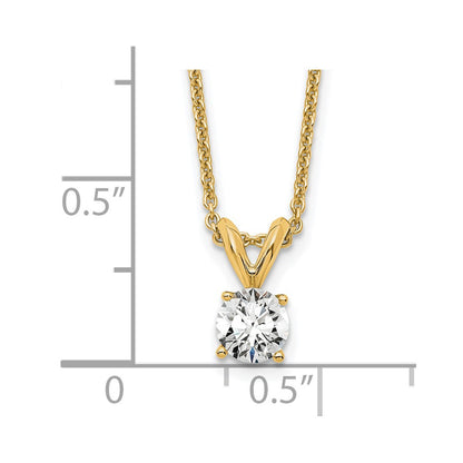 14K Yellow Gold 1/3 Carat Certified Lab Grown Diamond Vs+ F+ Round Complete Four Prong 18 Inch Solitaire Pendant Necklace