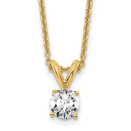 14K Yellow Gold 1/3 Carat Certified Lab Grown Diamond Vs+ F+ Round Complete Four Prong 18 Inch Solitaire Pendant Necklace