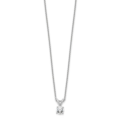 14K White Gold 1/3 Carat Certified Lab Grown Diamond Vs+ F+ Round Complete Four Prong 18 Inch Solitaire Pendant Necklace