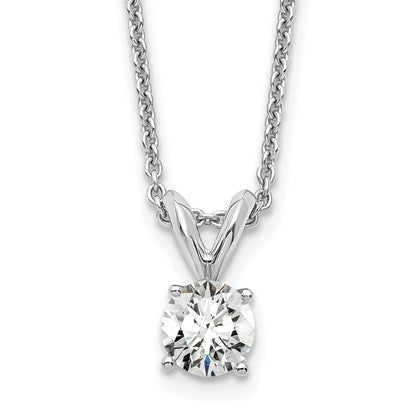 14k White Gold 1/3 Ct. Lab Grown Diamond VS/SI+ G+ Round Complete Four Prong 18 inch Solitaire Pendant Necklace